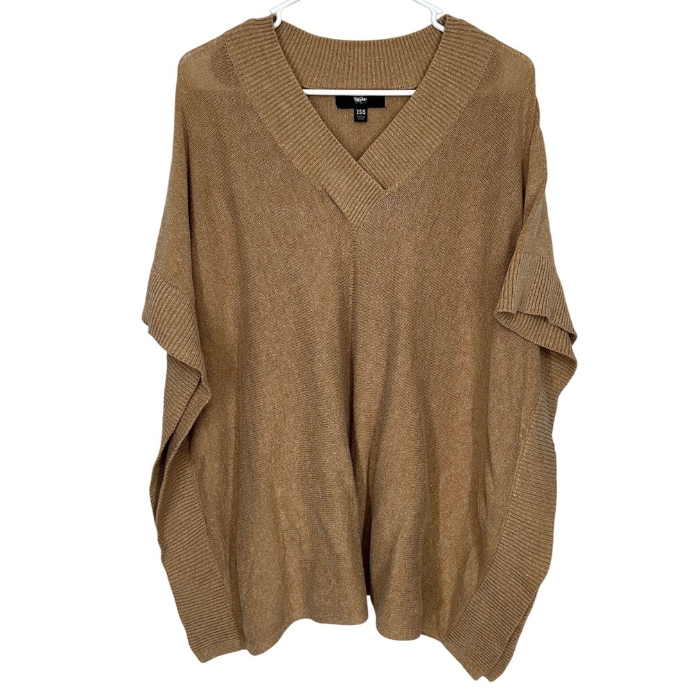 Mossimo Tan Oversize Poncho Style Short-Sleeved Sweater Women's Size XS/S‎